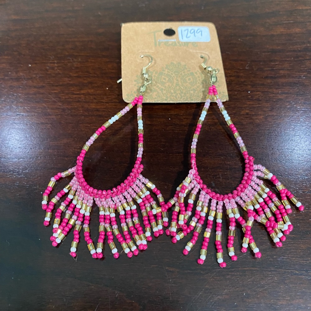 Pink Beaded Earrings - NWT